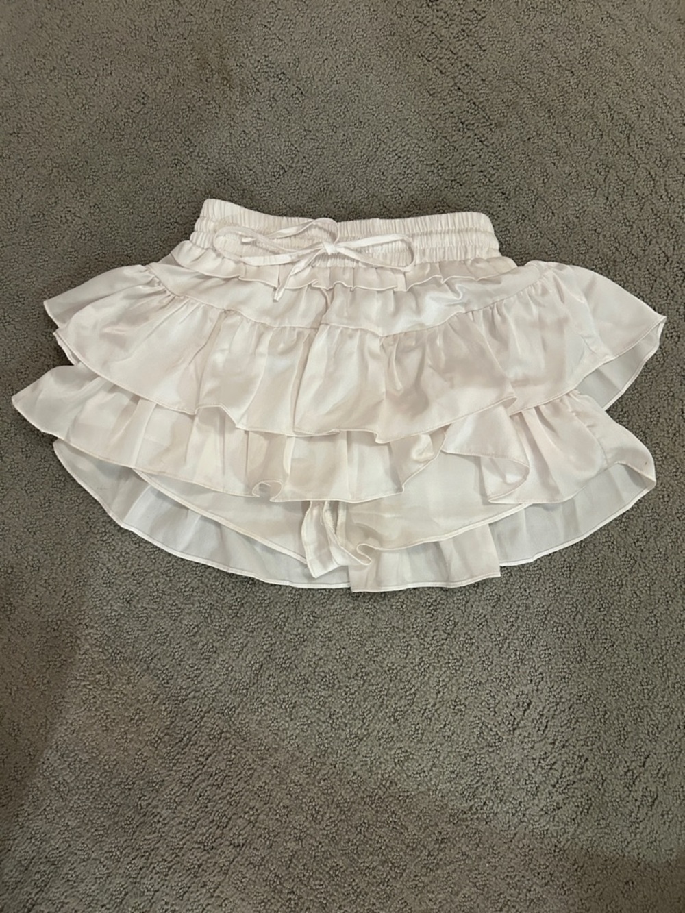 White Tiered Ruffle Skirt with built-in shorts, dear Hannah prep